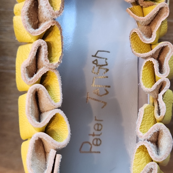 PETER JENSEN  YELLLOW  RUFFLE LEATHER SHOES - Picture 10 of 12